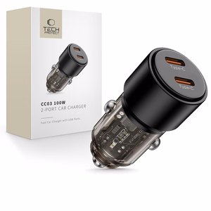 CC03 2 prievadų PD100W automobilinis įkroviklis - juodas