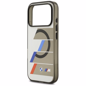 BMW M IML metaliniai mygtukai trispalvės linijos magnetinis dėklas telefonui iPhone 17 Pro Max - pilkas