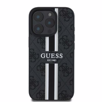 Guess 4G Spausdintų juostų MagSafe dėklas telefonui iPhone 16 Pro - juodas