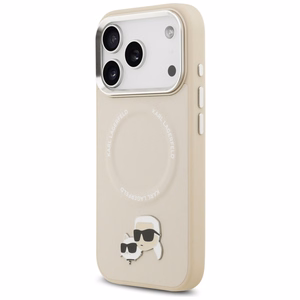 Karl Lagerfeld Karl & Choupette ženkliukų magnetinis dėklas telefonui iPhone 17 Pro Max - smėlinis