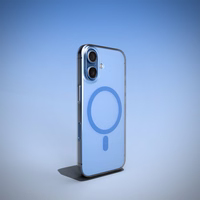 Puro Lite Mag TPU+PC dėklas suderinamas su MagSafe iPhone 17 - skaidrus su mėlynu žiedu