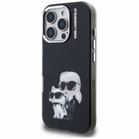 Karl Lagerfeld IML Aquarelle Karl & Choupette & Logo iPhone 16 Pro deklas - juodas