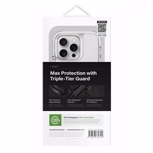 Uniq Combat iPhone 16 Pro 6.3" Magnetinis įkrovimo dėklas baltas/švytintis baltas