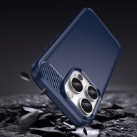 Carbon dėklas telefonui iPhone 16 Pro Max silikoninis dėklas - mėlynas