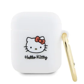 Hello Kitty Silikoninis 3D Kitty galvos dėklas AirPods 1/2 - Balta