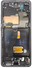 Ekranas Samsung G998 S21 Ultra su lietimui jautriu stikliuku ir rėmeliu Phantom Black OLED (real size)