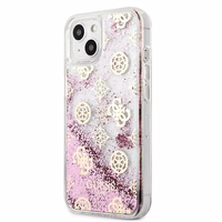 Guess GUHCP13SLGPEPI iPhone 13 mini 5.4" rožinis/rožinis kietas dėklas Peony Liquid Glitter