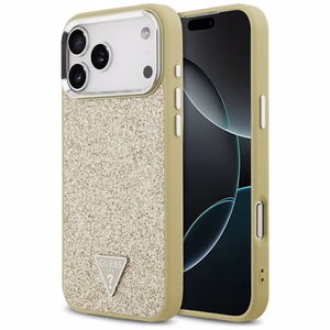 Guess Glitter Triangle Logo MagSafe чехол iPhone 17 Pro Max золотой