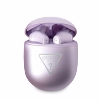 "Guess" GUTWST82TRU TWS "Bluetooth" ausinės + violetinė/ violetinė trikampio logotipo prijungimo stotelė