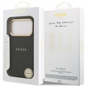 Guess Peony Hot Stamp MagSafe dėklas telefonui iPhone 17 Pro Max - juodas