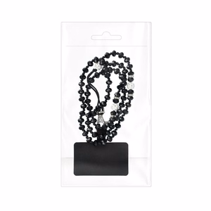 CRYSTAL DIAMOND telefono dirželis, telefono pakabukas / virvelės ilgis 74 cm (37 cm kilpoje) / ant kaklo – juodas