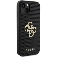 Guess Odinis perforuotas 4G Blizgantis logotipas dėklas iPhone 15 - juodas