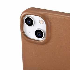 iCarer CE Premium odinis folio dėklas iPhone 14 Plus su MagSafe magnetiniu flipu - brūdas
