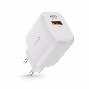 Tech-Protect C20W įkroviklis USB-C PD 20W / USB-A QC 3.0 - baltas