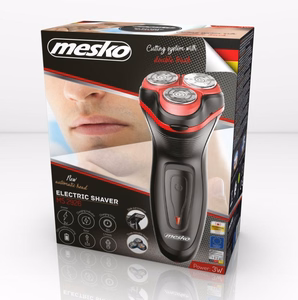 Mesko MS 2926 – rotacinė elektrinė barzdaskutė su kirptuvu, juoda / raudona