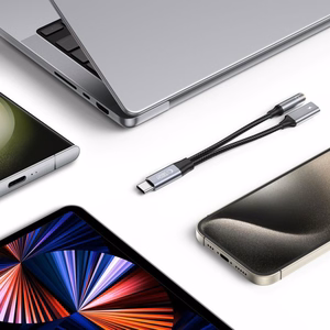 Tech-Protect UltraBoost USB-C (male) PD 60W 6A / mini lizdas 3.5mm (female) - USB-C (female) - juodas