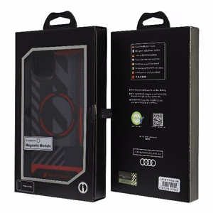 Audi IML Sport Magnetinis dėklas telefonui iPhone 15 / 14 Plus Plus 6.7" juodas/juodas kietas dėklas AU-IMLMIP15M-RSQ/D2-BK