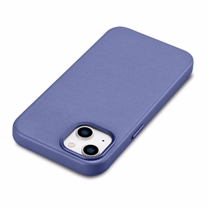 iCarer Dėklas Odinis viršelis natūralios odos iPhone 14 Plus šviesiai violetinis (suderinamas su MagSafe)