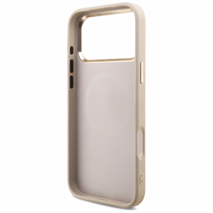 Чехол Guess PU Leather 4G Strass Triangle Logo Gold Frame MagSafe для Apple iPhone 18 Pro Max, розовый