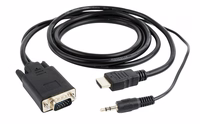 Gembird A-HDMI-VGA-03-10 vaizdo kabelio adapteris 3 m HDMI + 3.5mm VGA (D-Sub) Juoda