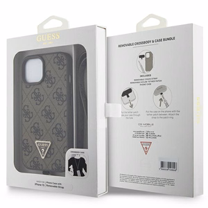 Guess GUHCP15MP4TDSCPW iPhone 15 Plus 6.7" rudas/rudas kietas dėklas telefonui Crossbody 4G Metal Logo