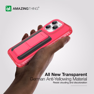 Amazing Thing Titan Pro Neon Mag piniginės dėklas 10FT IP156.7PTWPN Iphone 15 Pro Max rožinė su stovu