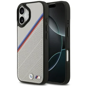 BMW M Tricolor Metal Logo MagSafe dėklas telefonui iPhone 17 - pilkas