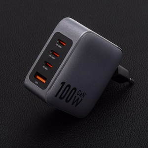 FORCELL F-ENERGY GaN VT-46 pilkas kelioninis įkroviklis 3 x Type C + USB A PD QC4.0 5A 100W su PD