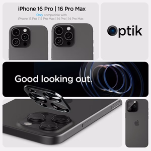 Spigen Optik.tR Apsauginis stiklas kamerai iPhone 14 Pro / Pro Max / 15 Pro / Pro Max / 16 Pro / Pro Max - Juodas 2 vnt.