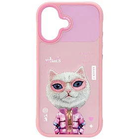 Nimmy Cool&Cute 2.0 Katės dėklas telefonui iPhone 17 - rožinis