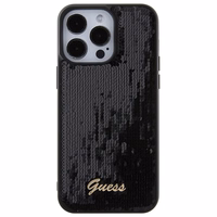 Guess Sequin Script Metal dėklas telefonui iPhone 15 Pro Max - juodas