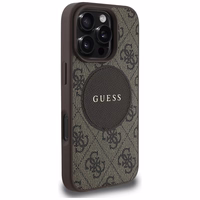Guess 4G Circle Classic Logo Magnetinis dėklas telefonui iPhone 16 Pro Max - rudas