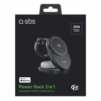 SBS Qi2.2 25W indukcinė 3-in-1 sulankstoma įkrovimo stotelė su MFI sertifikatu - juoda