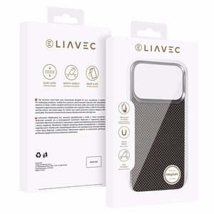 Liavec Carbon Layer Magsafe Aramid Fiber dėklas skirtas Iphone 17 Pro auksinis