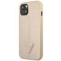 Guess GUHCP14MPSATLE iPhone 14 Plus 6.7" smėlinė/smėlinė kietas dėklas SaffianoTriangle Logo