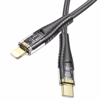 Kabelis USB C į Lightning Hoco PD 27W 1,2 m U121 juodas permatomas