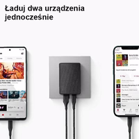 UNIQ Tinklinis įkroviklis Votre Slim Duo 20W USB-C + USB-A juodas/charcoal juodas