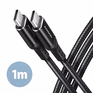 Axagon USB-C į USB-C laidas 1m 60W HQ juodas BUCM-CM10AB