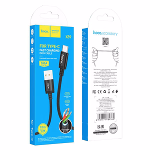 Kabelis USB A į USB C Hoco 3A 1 m X89 juodas