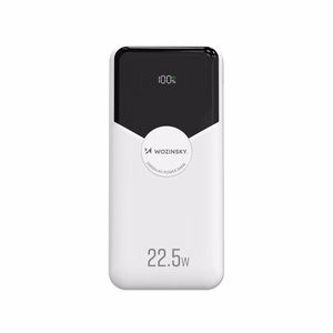 Wozinsky WFC-15W 20000mAh 22.5W PD20W Powerbank with Built-in Lightning and USB-C Cables - White