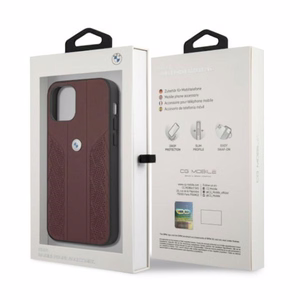 BMW Odinis išlenktas perforuotas dėklas iPhone 12 Pro Max - raudonas