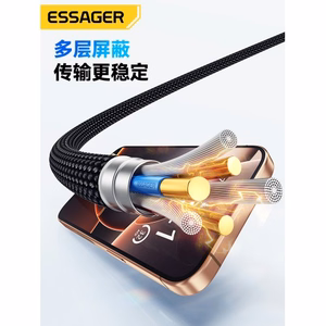 USB Laidas Essager Thunder juodas Thunderbolt 4 Full Function 180cm