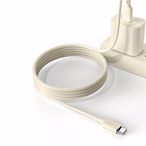 Dudao L7SF 2in1 USB-C - USB-C / Lightning kabelis 100W 1.2m - smėlio spalvos