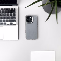 Blizgus dėklas telefonui iPhone 16 - skaidrus su blizgučiais