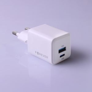 "Forever TC-08-30AC GaN PD QC įkroviklis 1x USB-C 1x USB 30W baltas