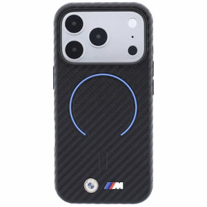 BMW M Carbon Printed Ring MagSafe dėklas, skirtas iPhone 17 Pro Max / 18 Pro Max, juodas