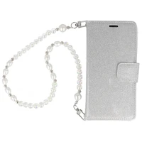 Glitter Magsafe knygos stiliaus dėklas Samsung Galaxy S23 sidabrinis