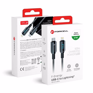 FORCELL F-ENERGY C276 kabelis Type C į Lightning PD 3A 27W Digital 1,2 m juodas
