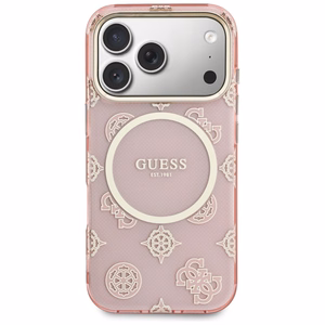 Guess IML Peony Dot MagSafe dėklas for iPhone 17 Pro - rožinis