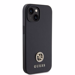 Guess GUHCP15MPS4DGPK iPhone 15 Plus 6.7" juodas/juodas kietas dėklas telefonui Strass Metal Logo